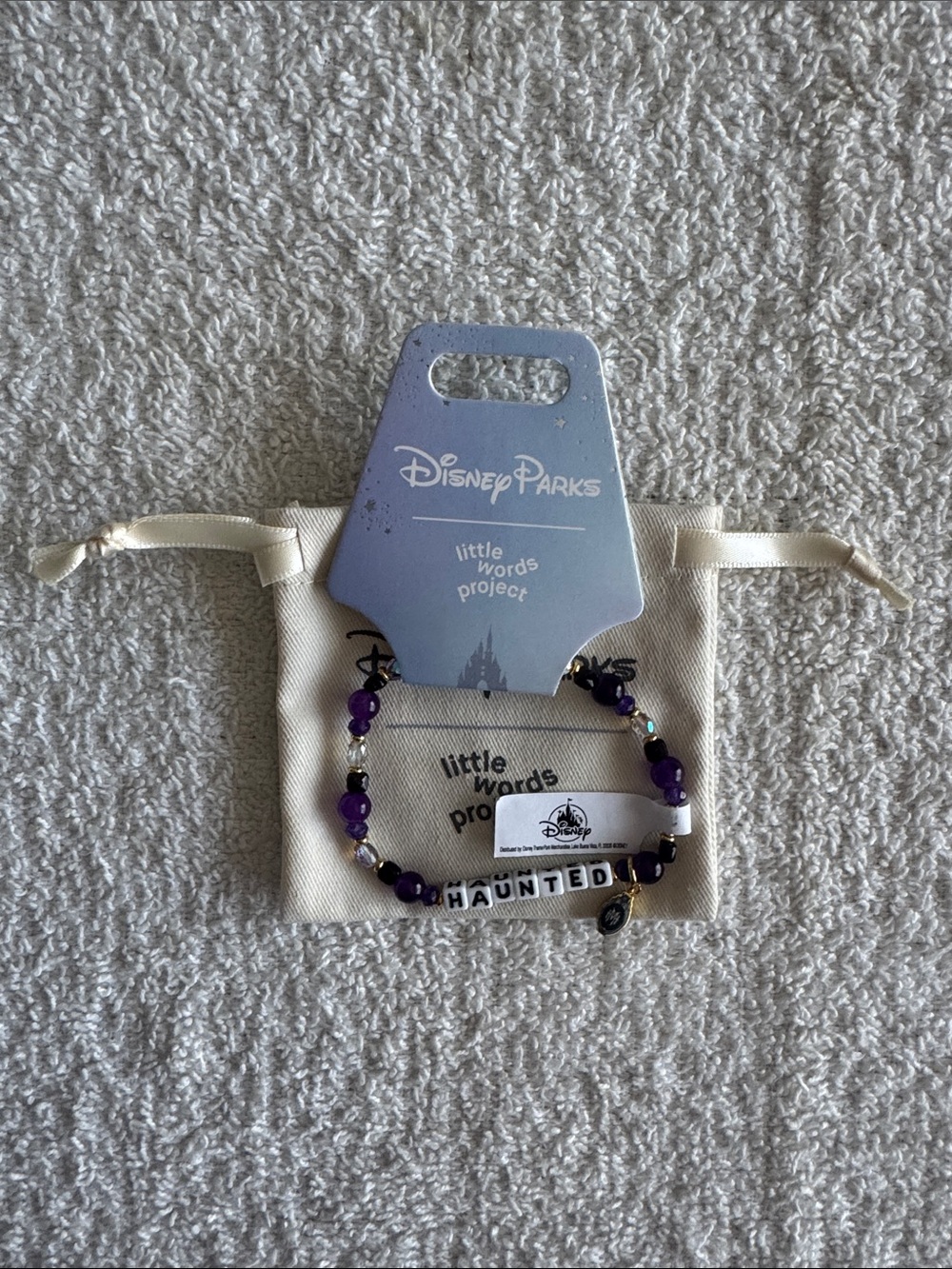 Little Words Project x Disney Parks Purple and Silver "HAUNTED" Beaded Bracelet